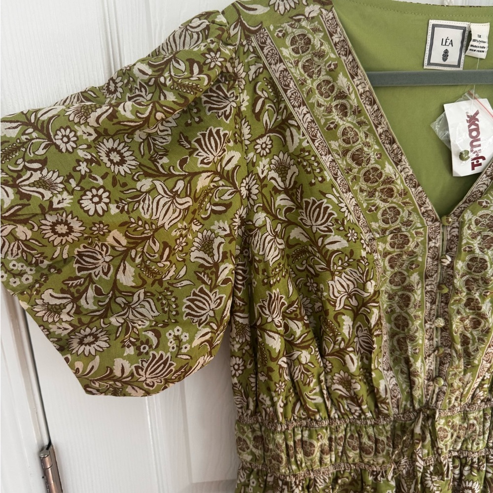 1X Léa Green 🌿 Puff Sleeves, Smocked Waist, Pockets! Perfect spring or easter. - Picture 3 of 8